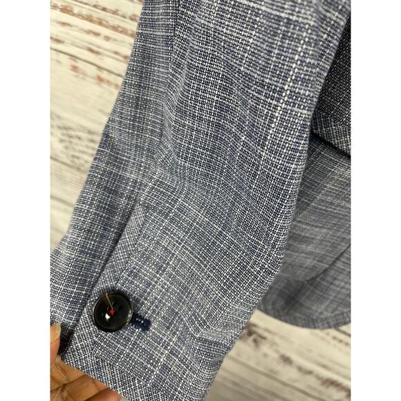 Tommy Hilfiger Blazer Womens 10 Blue Check One Button Lined Career Jacket Work - Picture 7 of 11